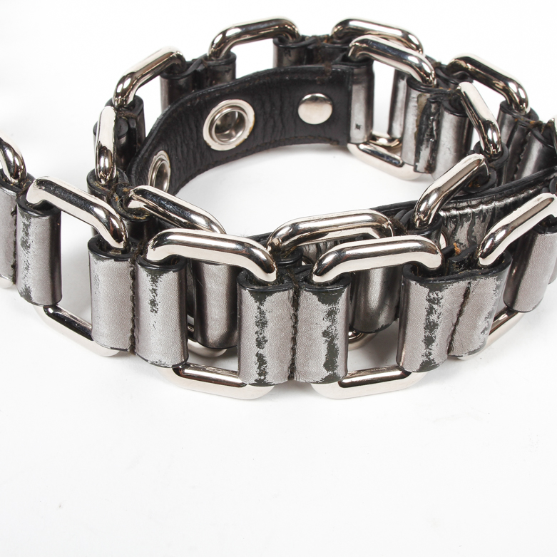Miu Miu Black Patent Leather Grommet Buckle Belt