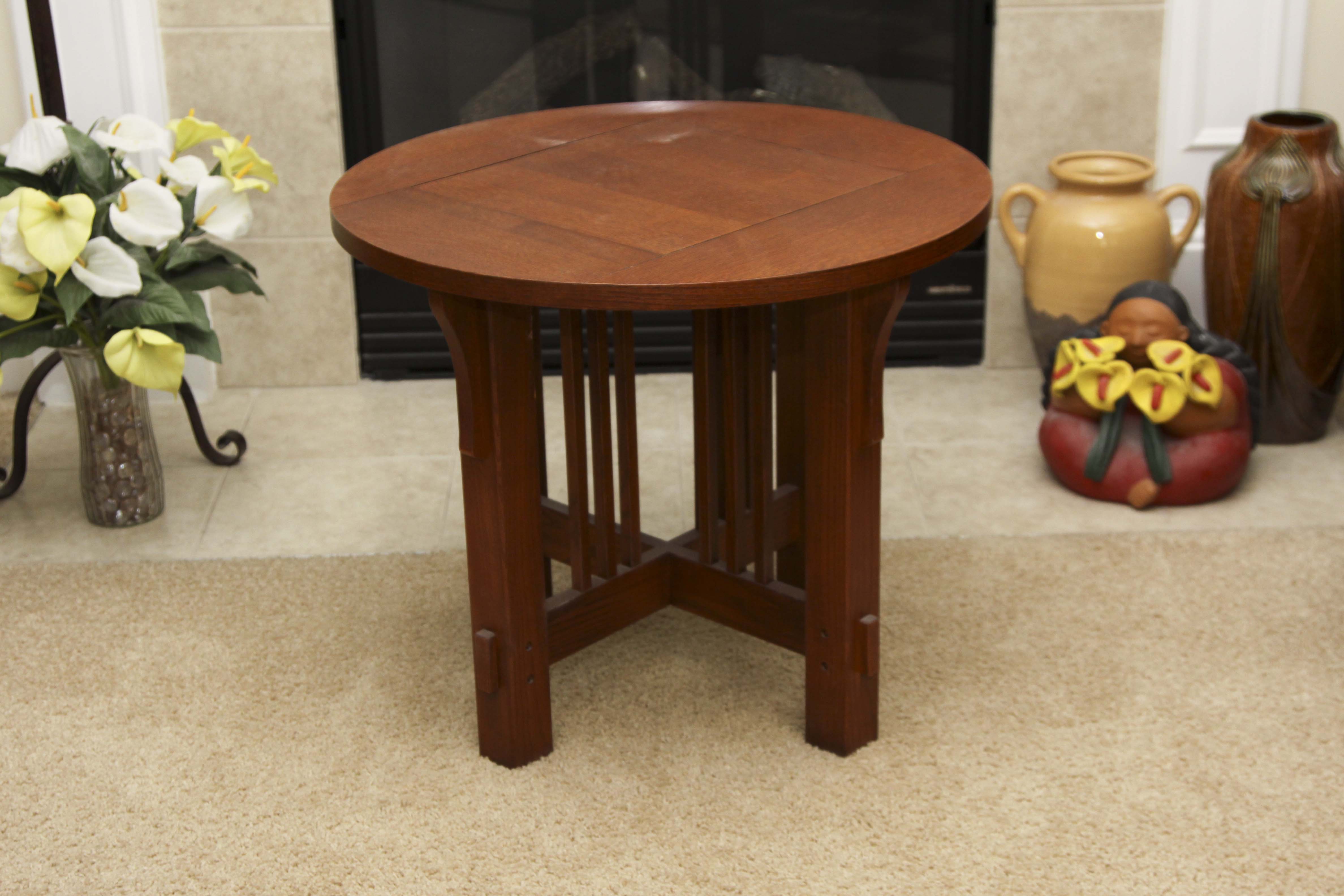 Mission Style Round End Table