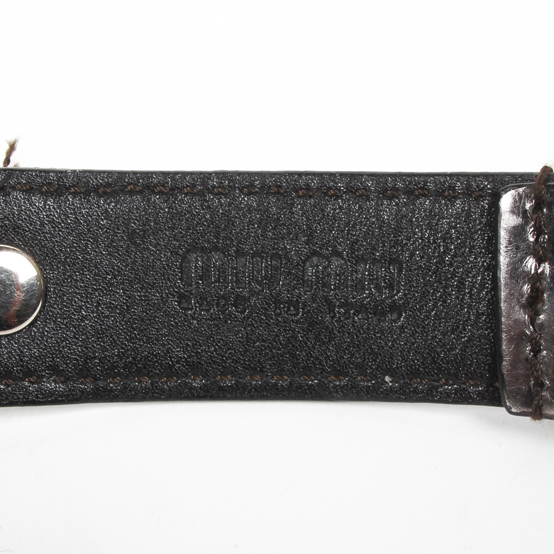 Miu Miu Black Patent Leather Grommet Buckle Belt