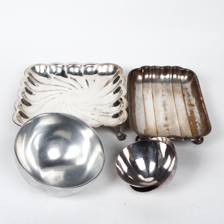 Assortment of Serving Pieces Including Silver Plate and Nambé
