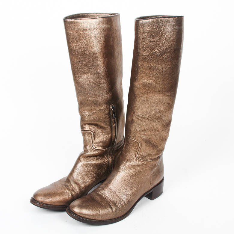 Prada Metallic Leather Boots
