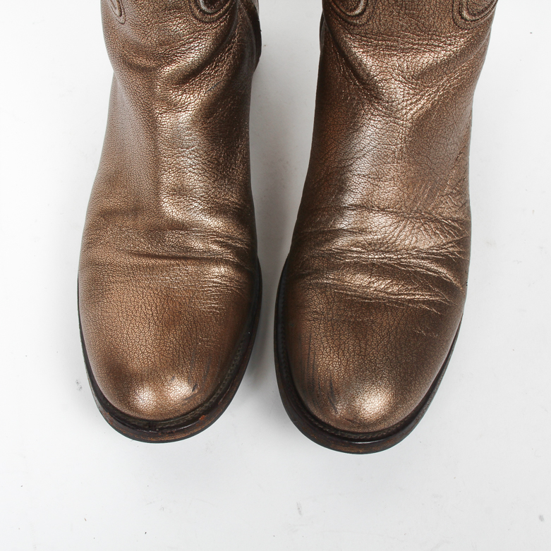 Prada Metallic Leather Boots
