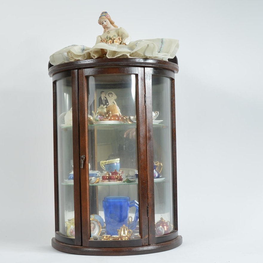 Doll Sized Curio Cabinet with Miniatures