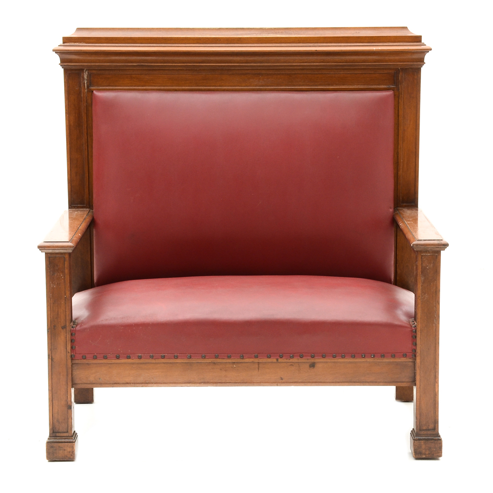 Mission-style High Back Wood Bench