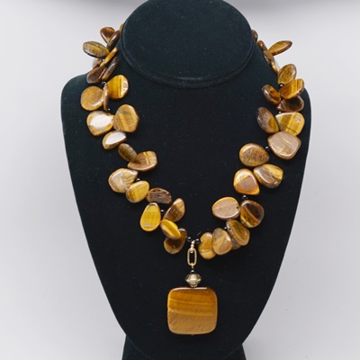 Tiger's Eye Gold Tone Necklace