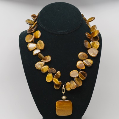 Tiger's Eye Gold Tone Necklace