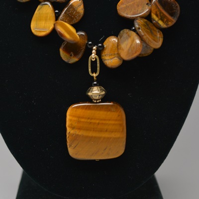 Tiger's Eye Gold Tone Necklace