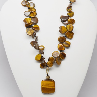 Tiger's Eye Gold Tone Necklace