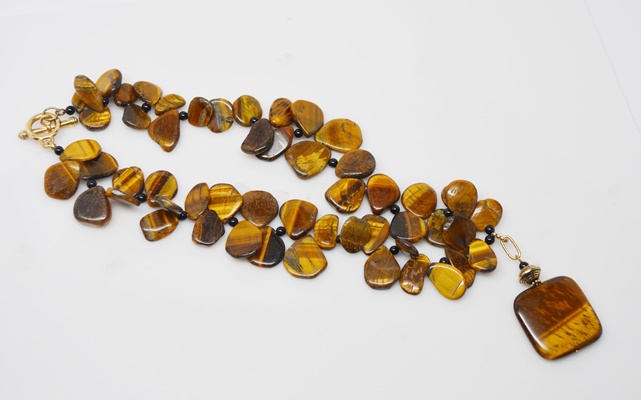 Tiger's Eye Gold Tone Necklace
