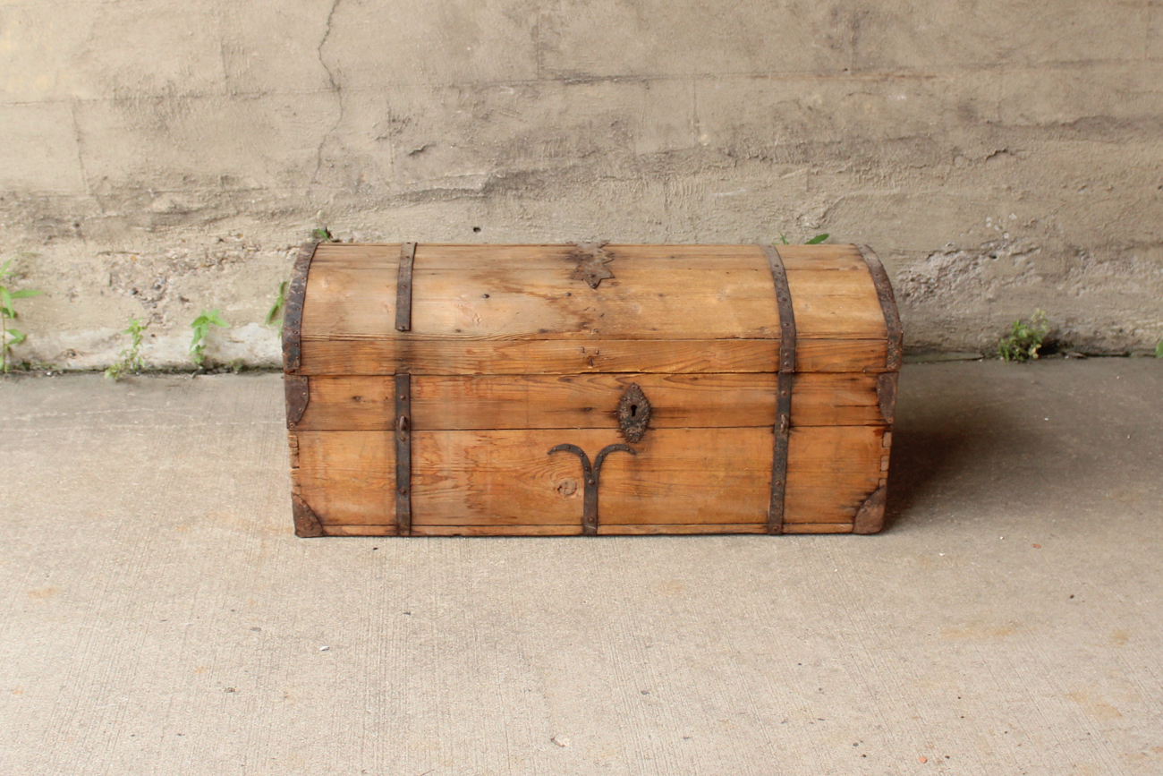 Antique Pine Dome Chest