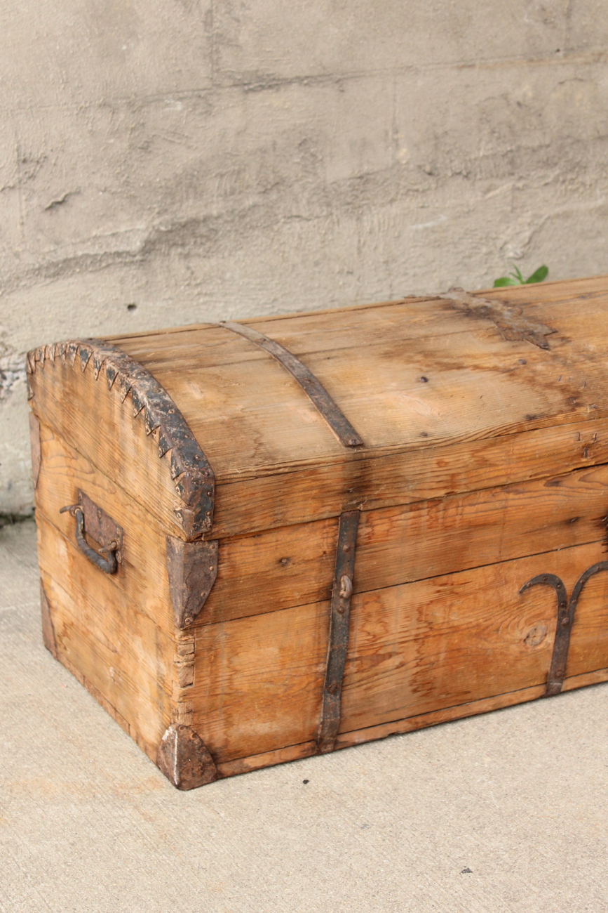 Antique Pine Dome Chest