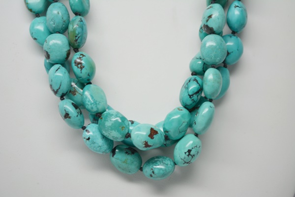 Turquoise Bead Necklace With a Sterling Silver Clasp