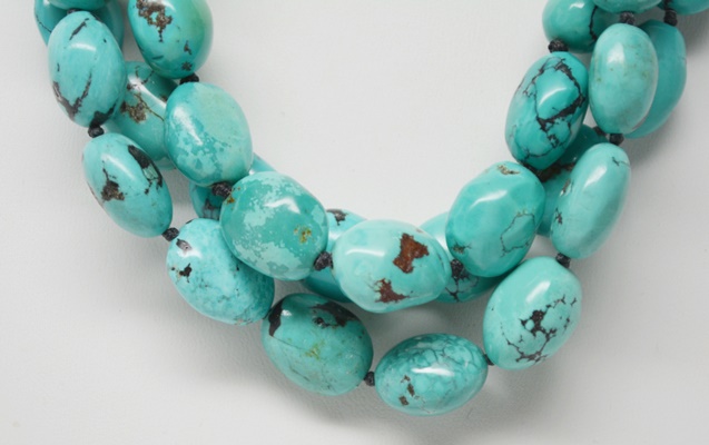 Turquoise Bead Necklace With a Sterling Silver Clasp