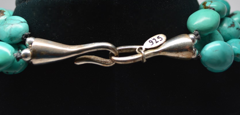 Turquoise Bead Necklace With a Sterling Silver Clasp