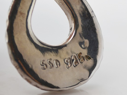 Sterling Silver Iron Jasper Pendant Necklace and Hammered Dangle Clip-On Earrings