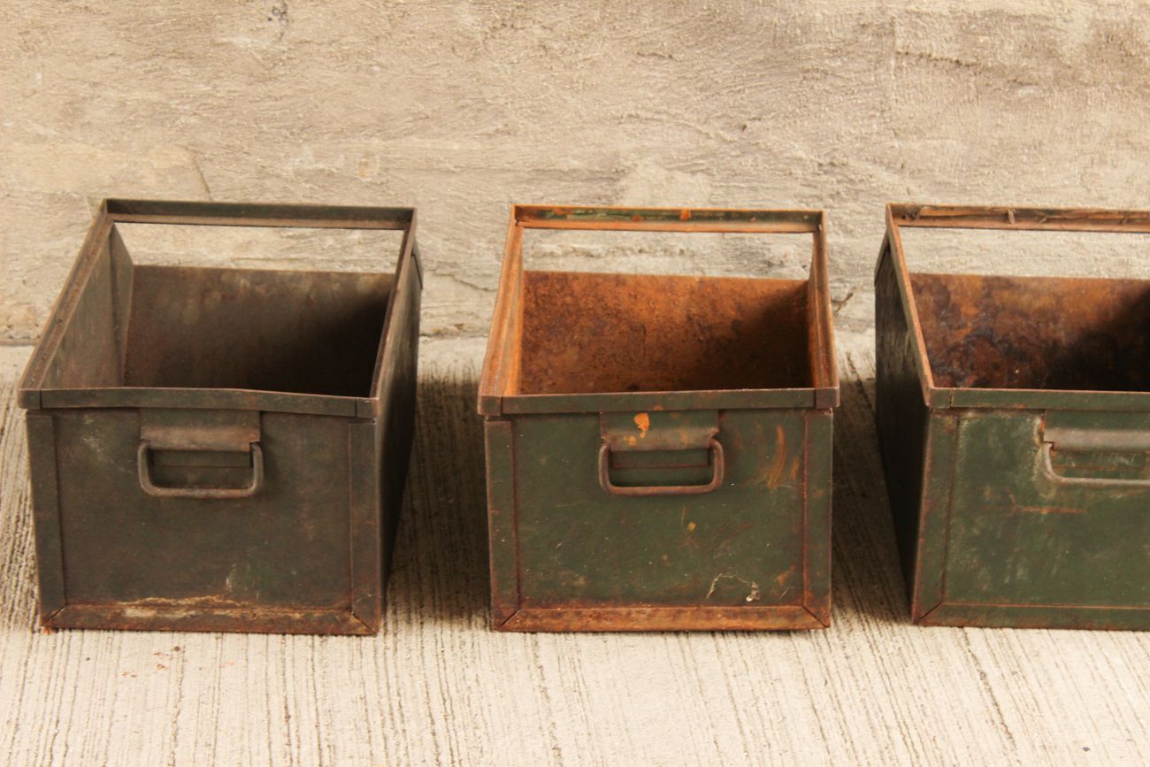 Four Vintage Hardware Work Shop Bins