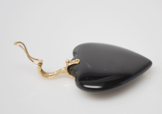 Black Onyx, Amethyst and Lepidocrocite Gold Tone Pendants