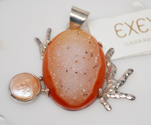 Sterling Silver Quartz Necklace, Druzy Agate Pendant and Charm Bracelet