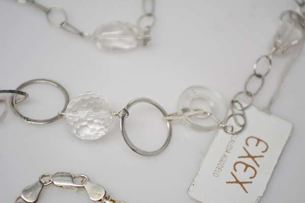 Sterling Silver Quartz Necklace, Druzy Agate Pendant and Charm Bracelet