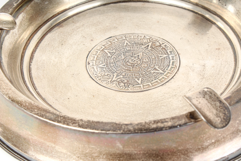 Vintage Sterling Silver Ash Receiver with Wine Bottle Coaster