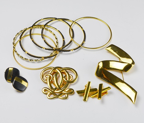 Costume Gold and Black Toned Jewelry With Bookmark