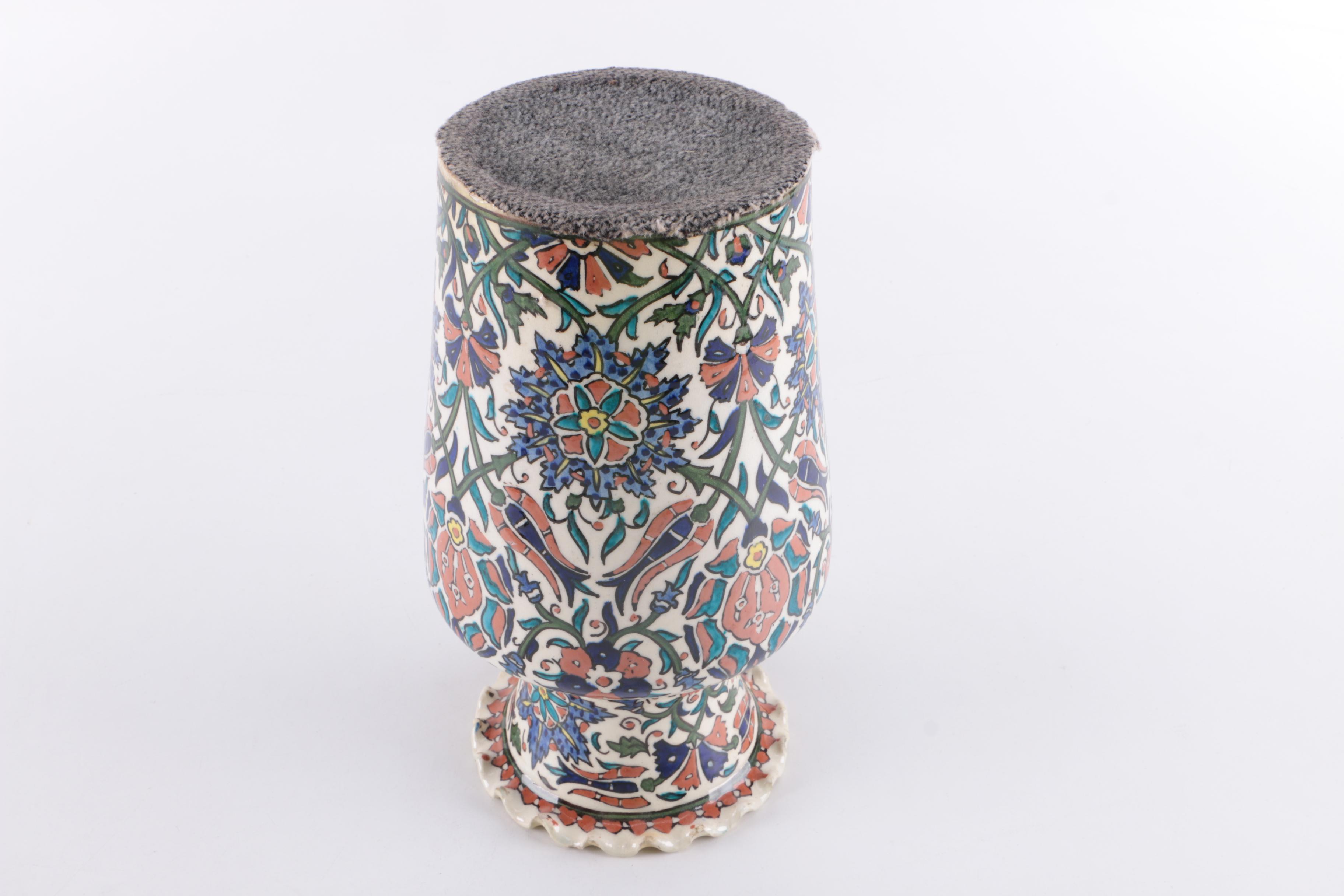 Hand-Painted Iznik-Style Ceramic Vase