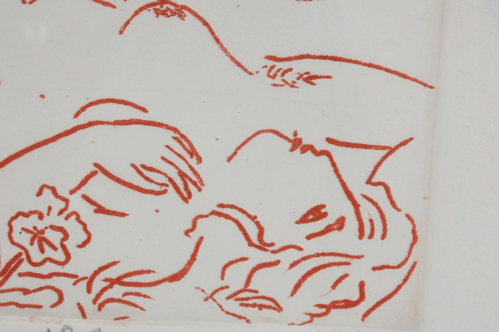 Mayumi Oda Limited Edition Etching on Paper "Pansies"