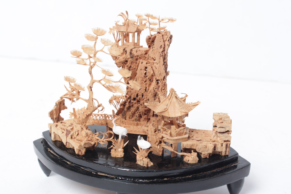 Vintage Chinese San You Cork Sculpture