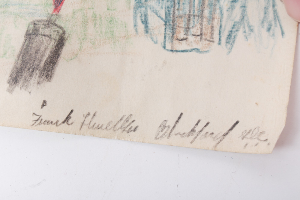 Original WWII Pencil Drawing of Combat