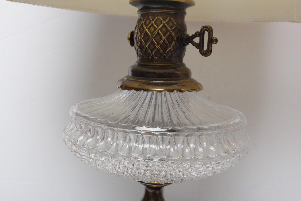 Brass and Glass Lamp Pair