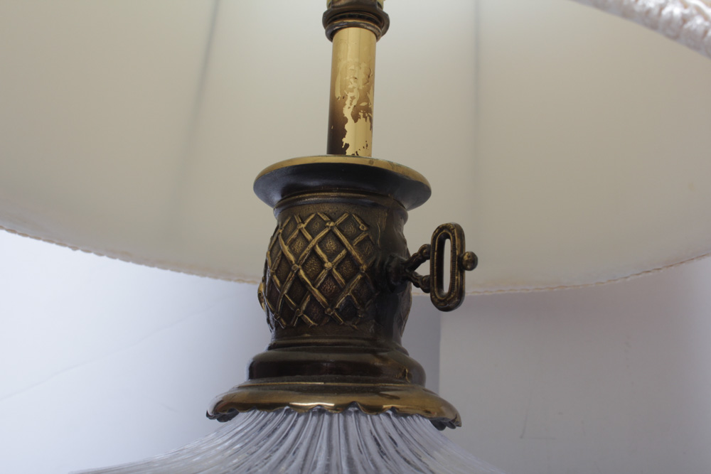 Brass and Glass Lamp Pair