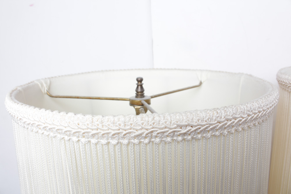 Brass and Glass Lamp Pair