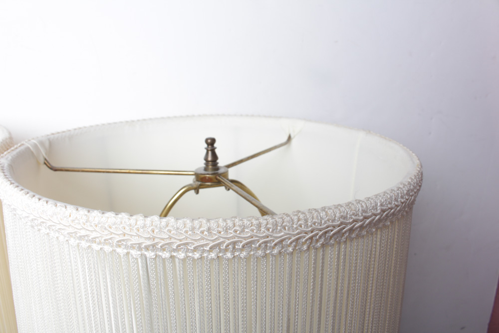 Brass and Glass Lamp Pair