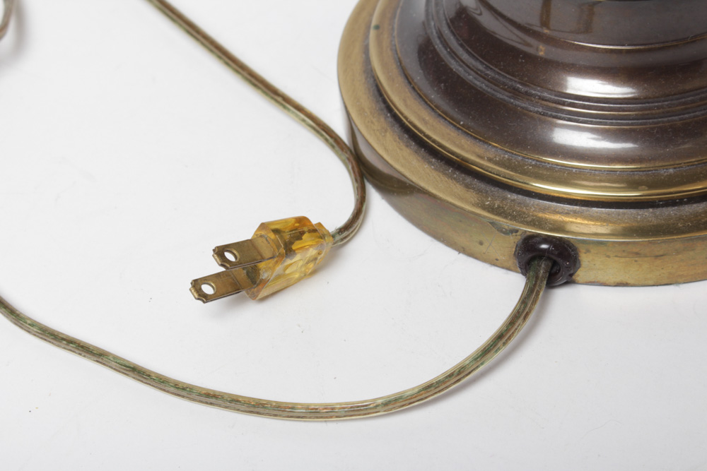 Brass and Glass Lamp Pair