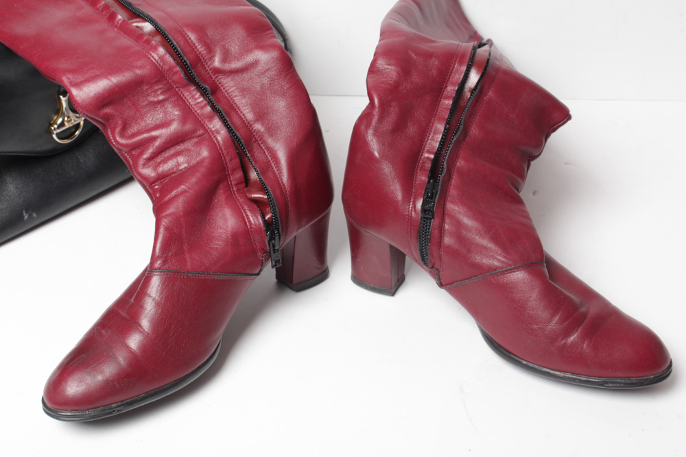 Vintage Etienne Aigner Boots, Handbag, and Shoes