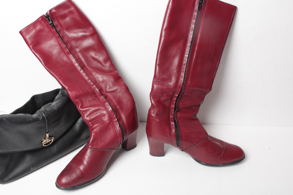 Vintage Etienne Aigner Boots, Handbag, and Shoes