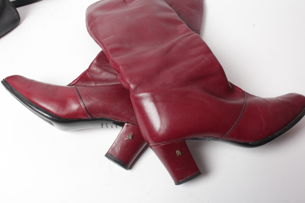 Vintage Etienne Aigner Boots, Handbag, and Shoes
