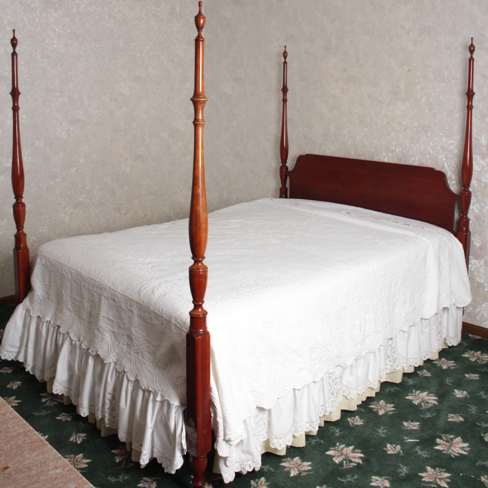 Full Sized Colonial Style Cherry Four Poster Bed