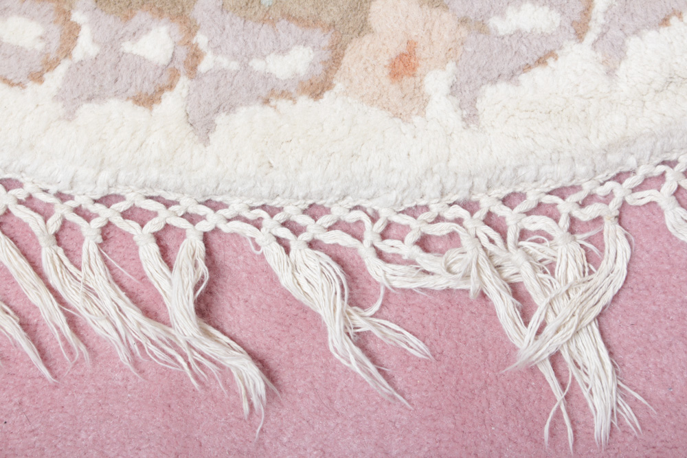 Hand-Knotted Chinese Sculpted Wool Round Rug