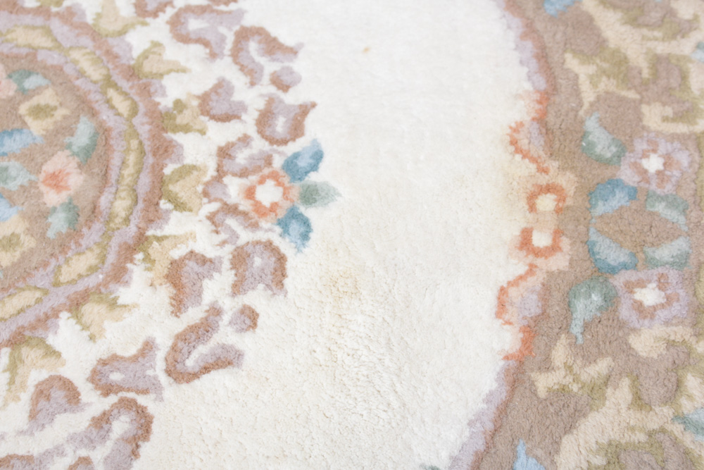 Hand-Knotted Chinese Sculpted Wool Round Rug