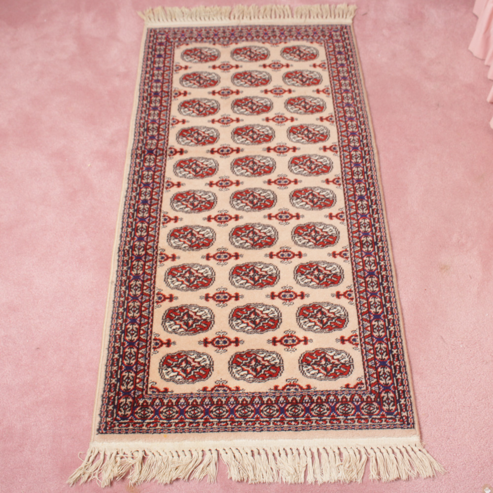 Vintage Belgian Karastan Kara Mar Bokhara Style Wool Rug