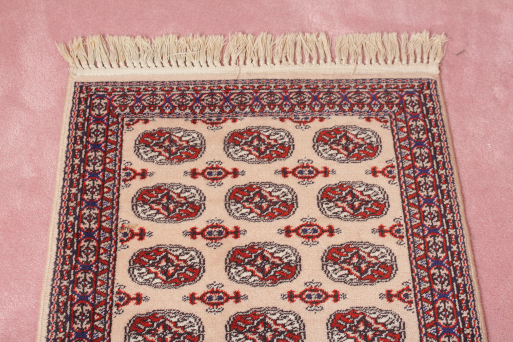 Vintage Belgian Karastan Kara Mar Bokhara Style Wool Rug