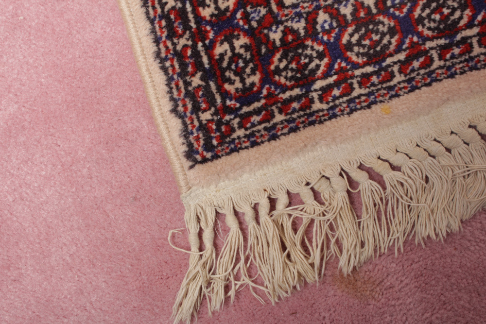 Vintage Belgian Karastan Kara Mar Bokhara Style Wool Rug