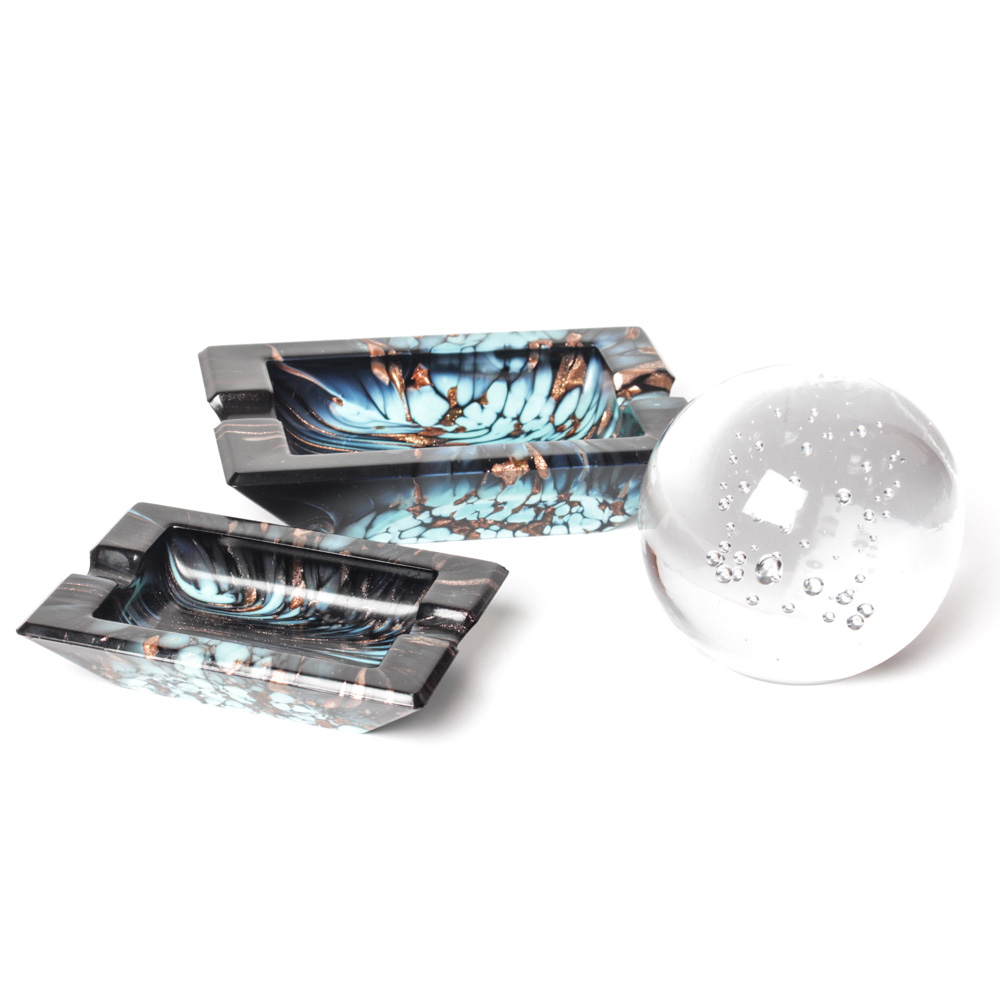 1960s Era Ash Receivers With Paperweight