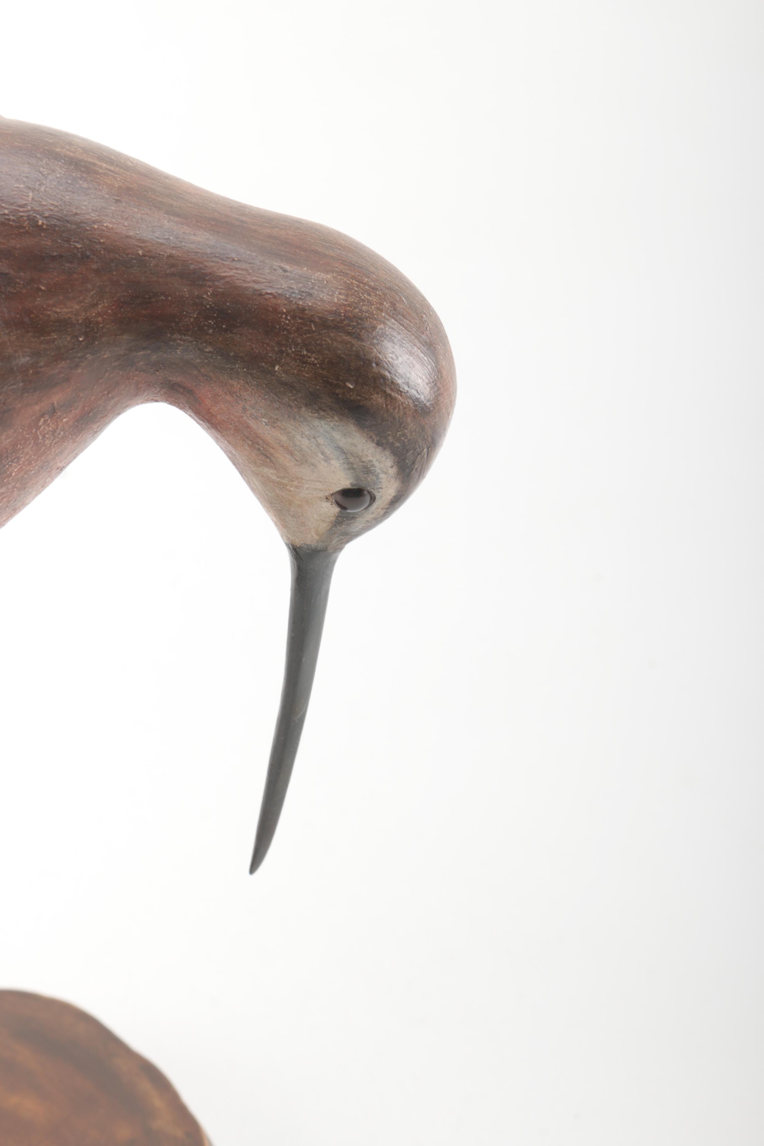 Wooden Sandpiper Bird Figurine