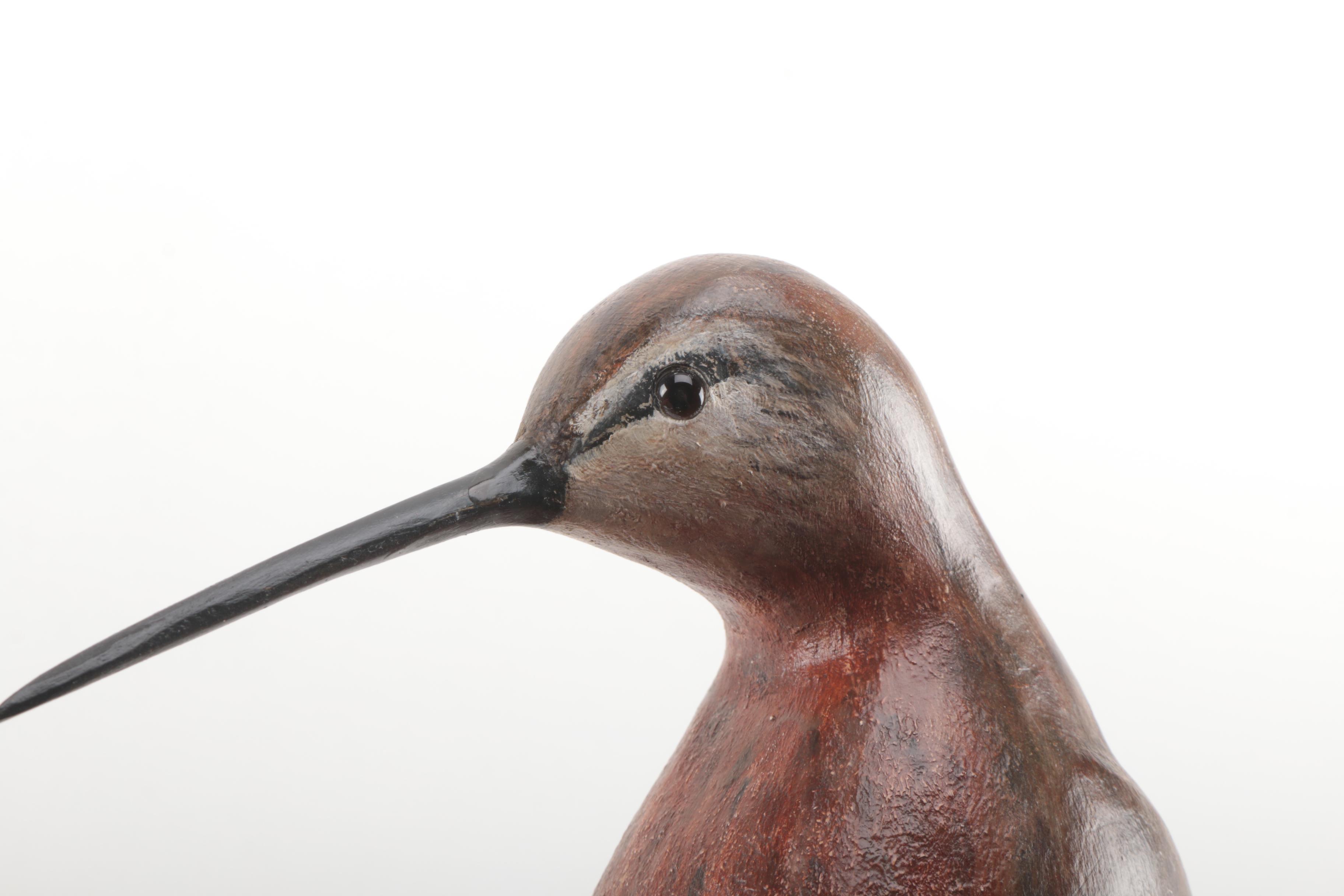 Wooden Sandpiper Bird Figurine