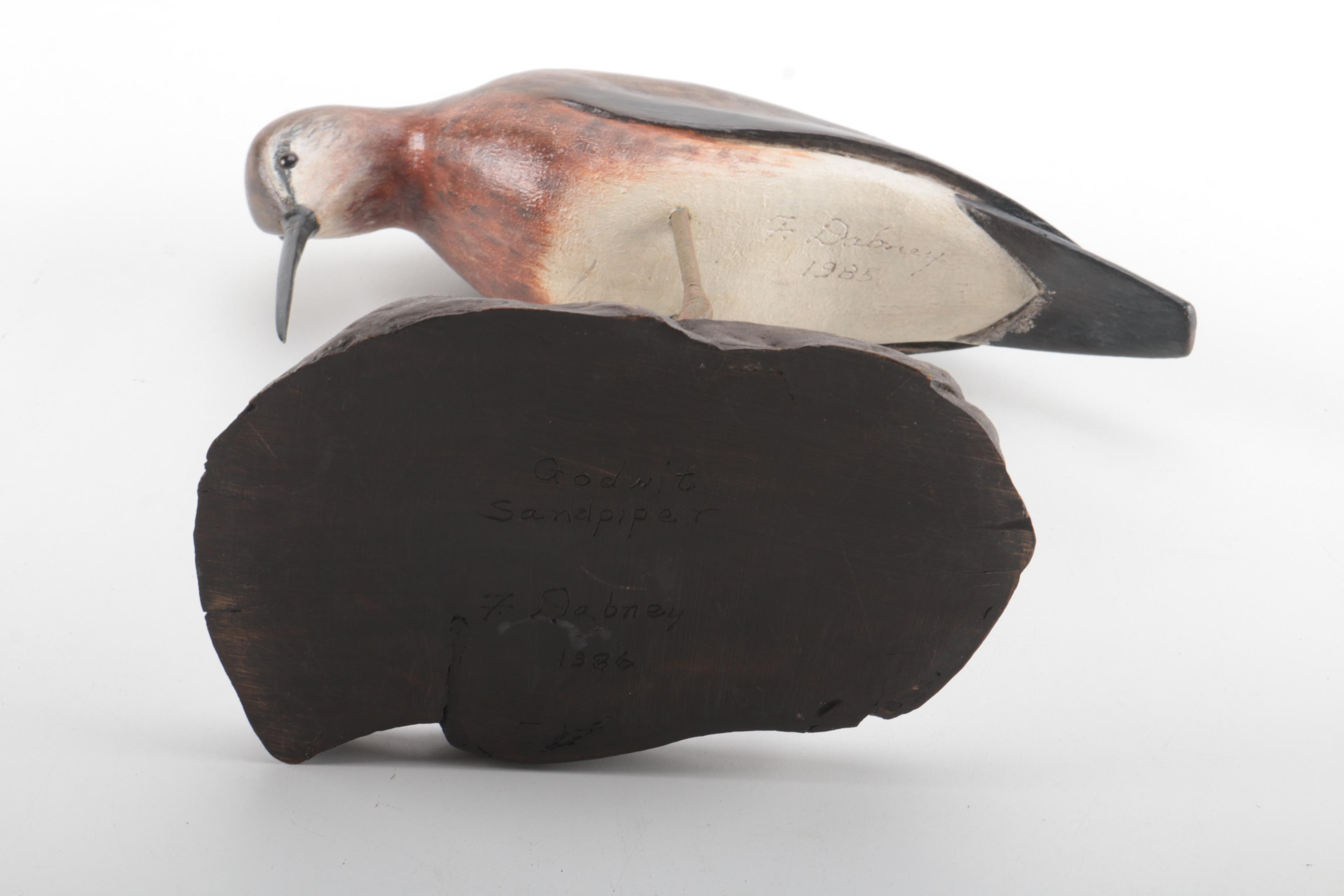 Wooden Sandpiper Bird Figurine