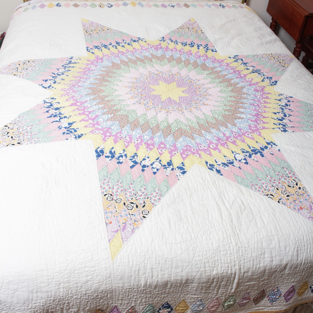 Vintage Hand Quilted Lone Star Quilt