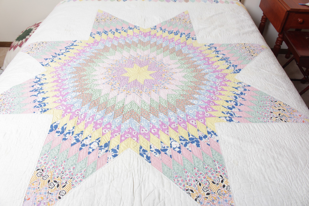 Vintage Hand Quilted Lone Star Quilt