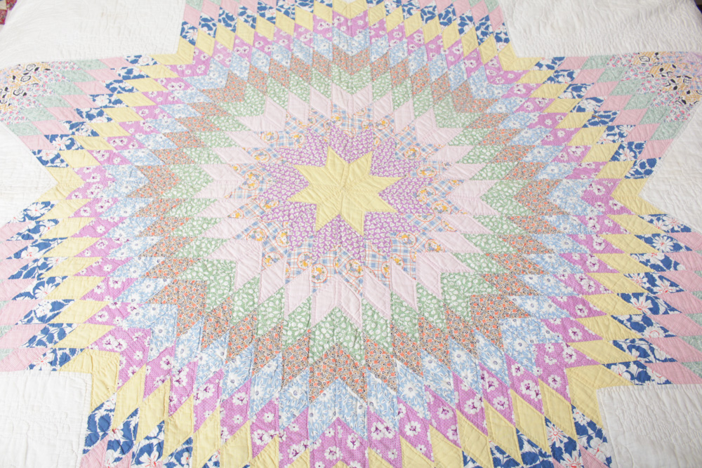 Vintage Hand Quilted Lone Star Quilt